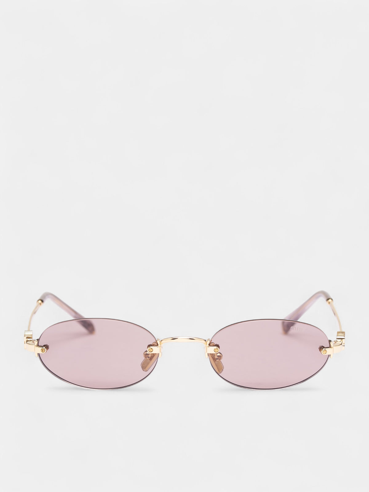 Gold-Tone Metal Oval Sunglasses (0MU-A54S-GOLD-PURPLE-BROWN)