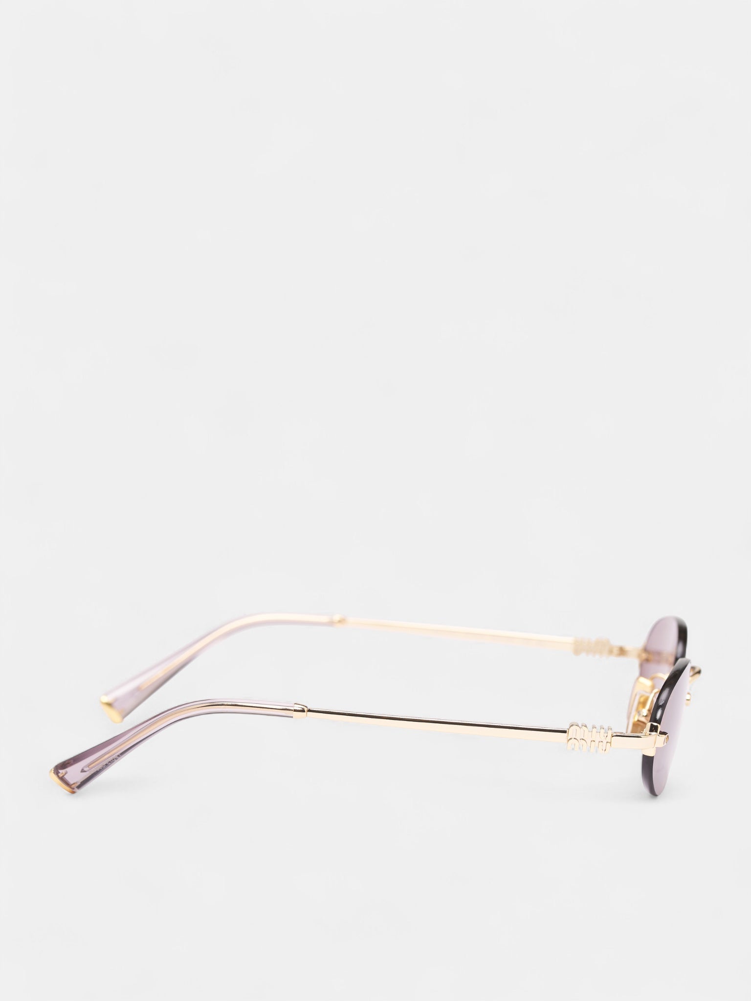 Gold-Tone Metal Oval Sunglasses (0MU-A54S-GOLD-PURPLE-BROWN)