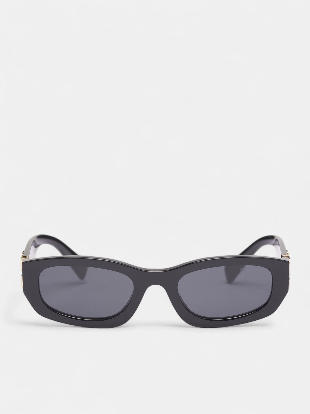 Black Glossy Rectangular Sunglasses (0MU-B04S-BLACK-DARK-GREY