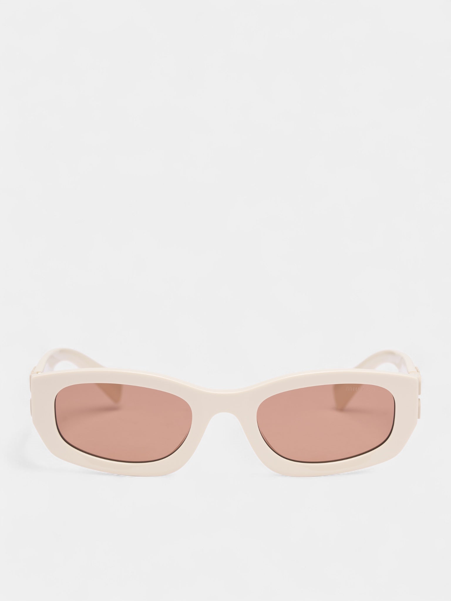 White Matte Rectangular Sunglasses (0MU-B04S-MILK-BROWN)