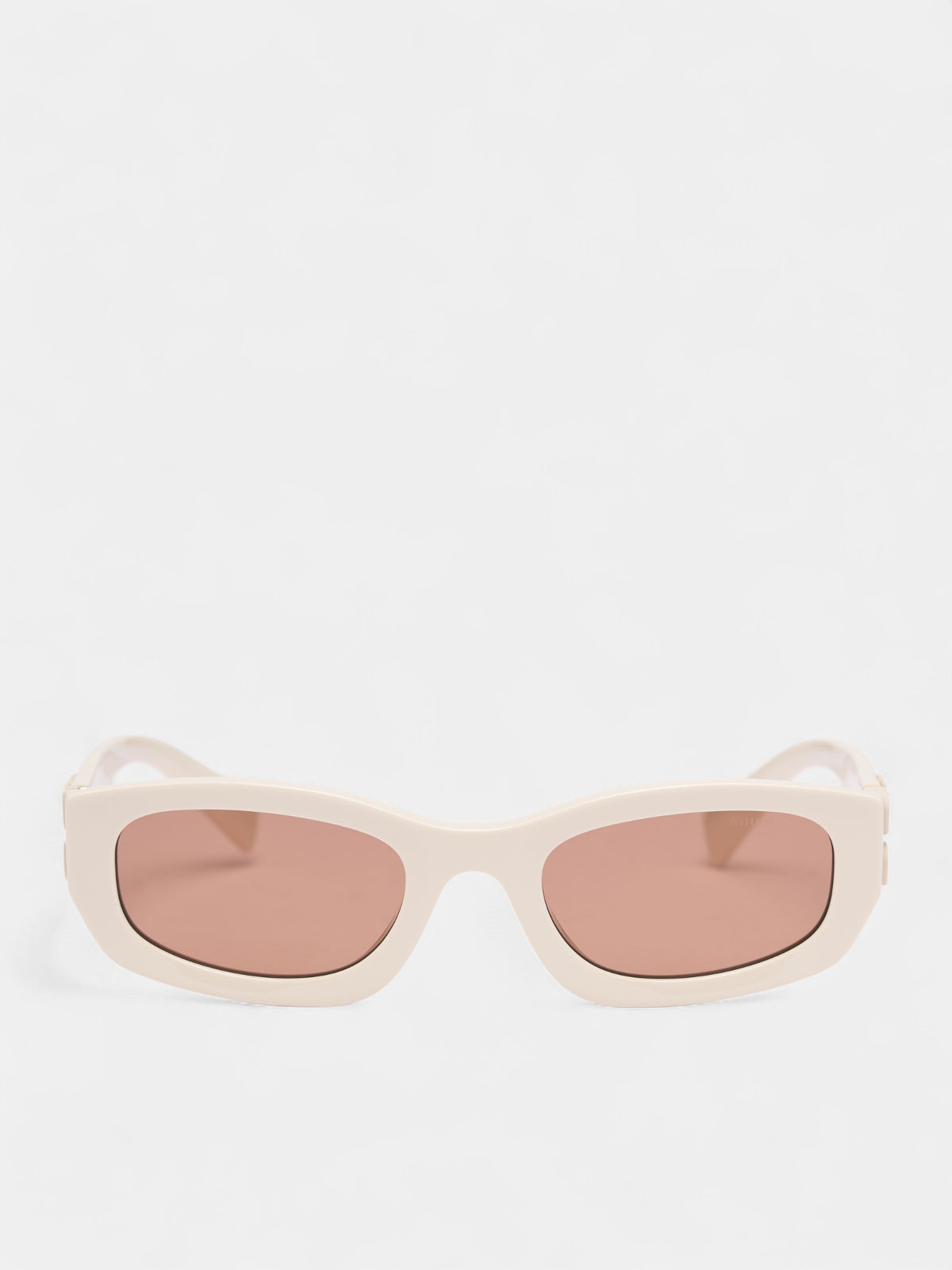 White Matte Rectangular Sunglasses (0MU-B04S-MILK-BROWN)