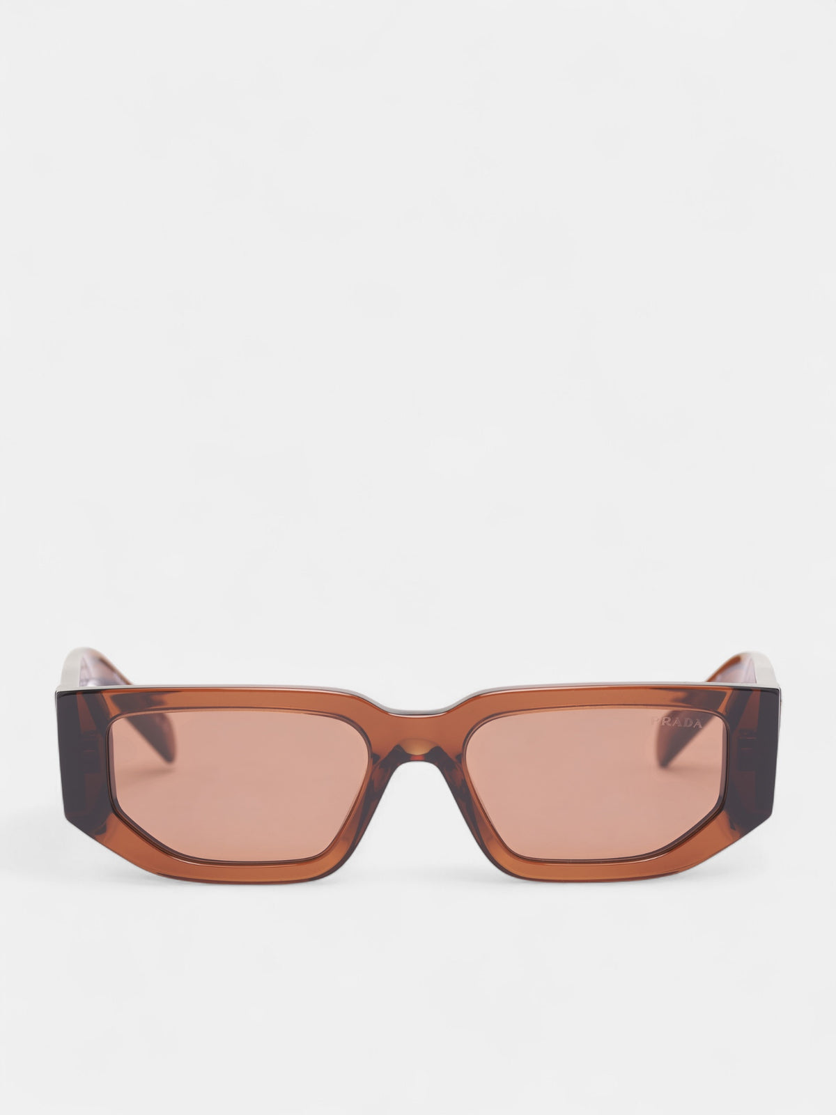 Brown Translucent 09ZS Geometric Sunglasses (0PR-09ZS-DARK-TRANSPARENT-BROW)