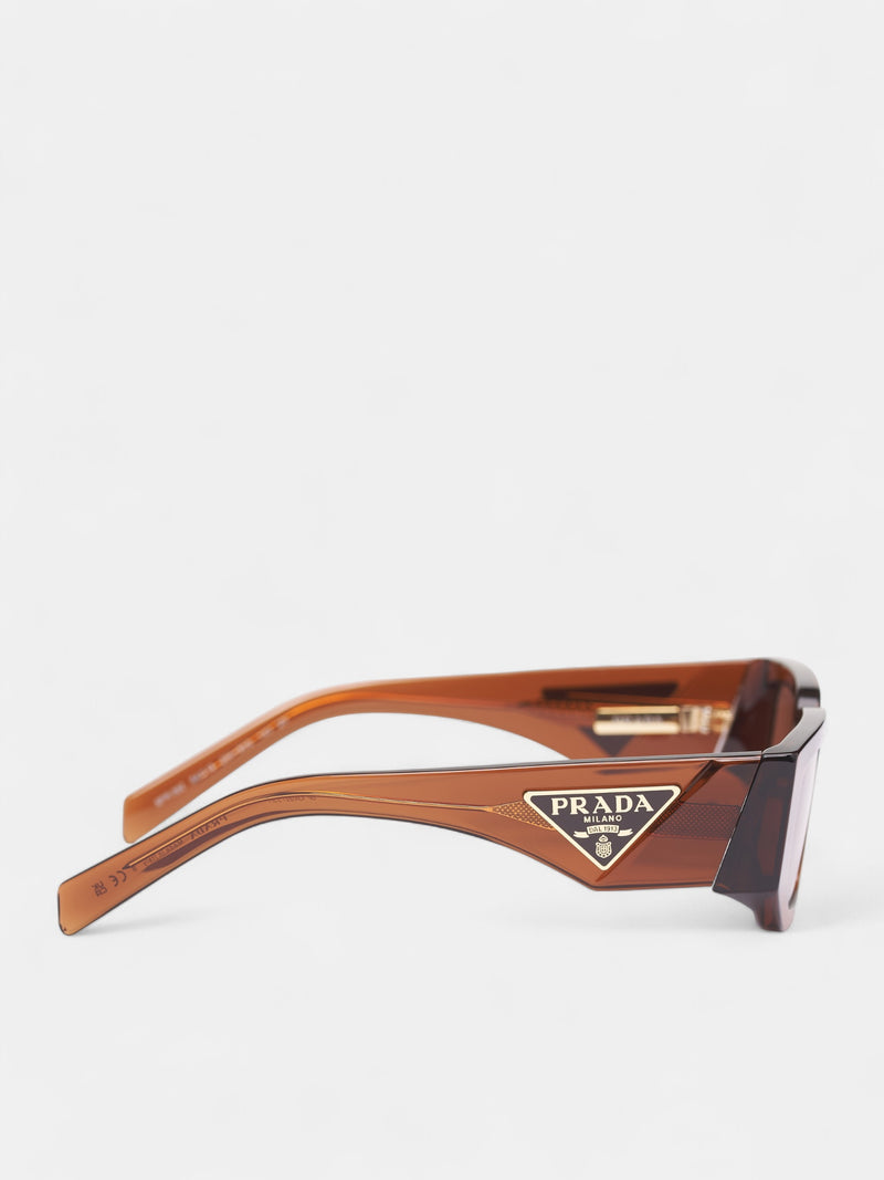 Brown Translucent 09ZS Geometric Sunglasses (0PR-09ZS-DARK-TRANSPARENT-BROW)