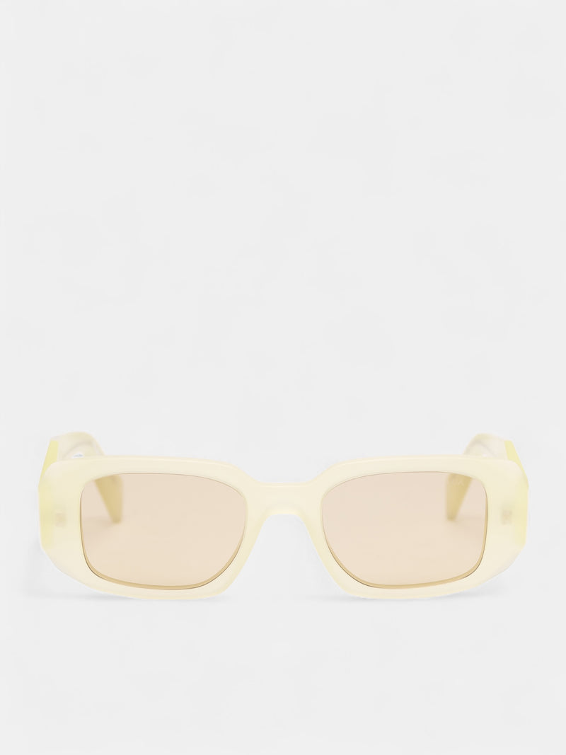 White 17WS Rectangle Sunglasses (0PR-17WS-VANILLA-YELLOW)