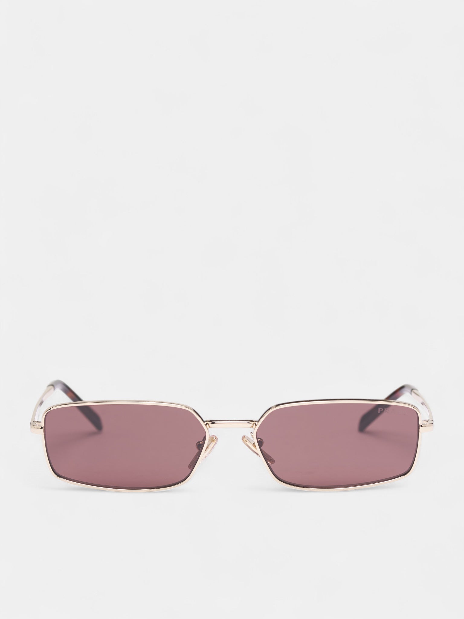 Gold Metal A60S Rectangle Sunglasses (0PR-A60S-PALE-GOLD-BLACK-CHOCO)