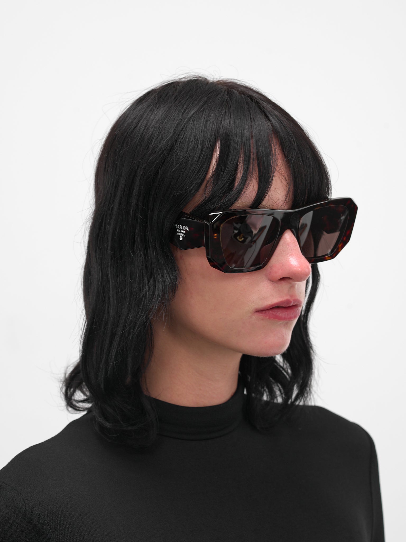 Tortoiseshell PR-B18S Geometric Sunglasses (0PR-B18S-ROOT-TORTOISE-DARK-BR)