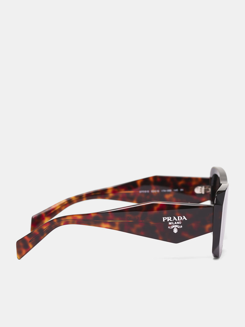 Tortoiseshell PR-B18S Geometric Sunglasses (0PR-B18S-ROOT-TORTOISE-DARK-BR)