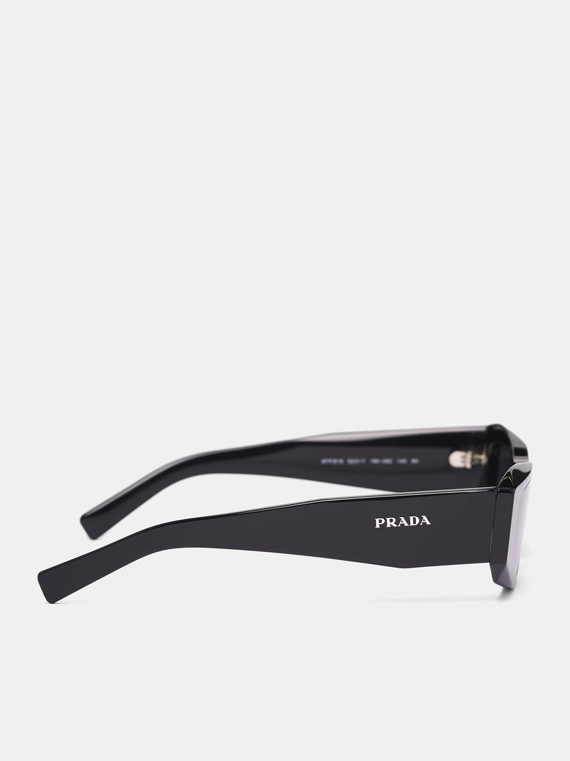 Black PR-B19S Geometric Sunglasses (0PR-B19S-BLACK-DARK-GREY)