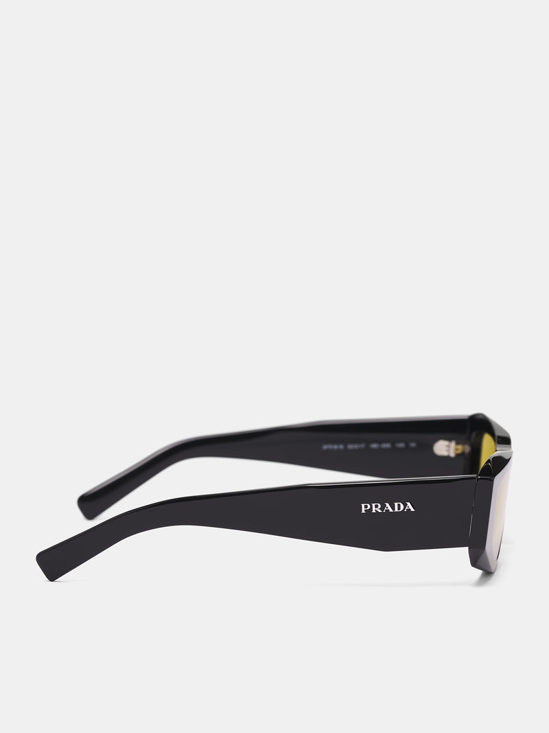 Black PR-B19S Geometric Sunglasses (0PR-B19S-BLACK-YELLOW)