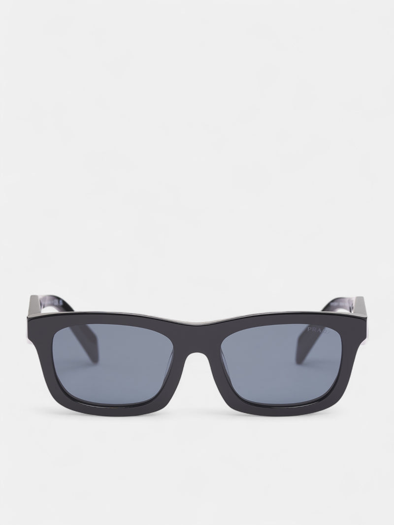 Black Matte C06SF Rectangle Sunglasses (0PR-C06SF-BLACK-DARK-GREY)