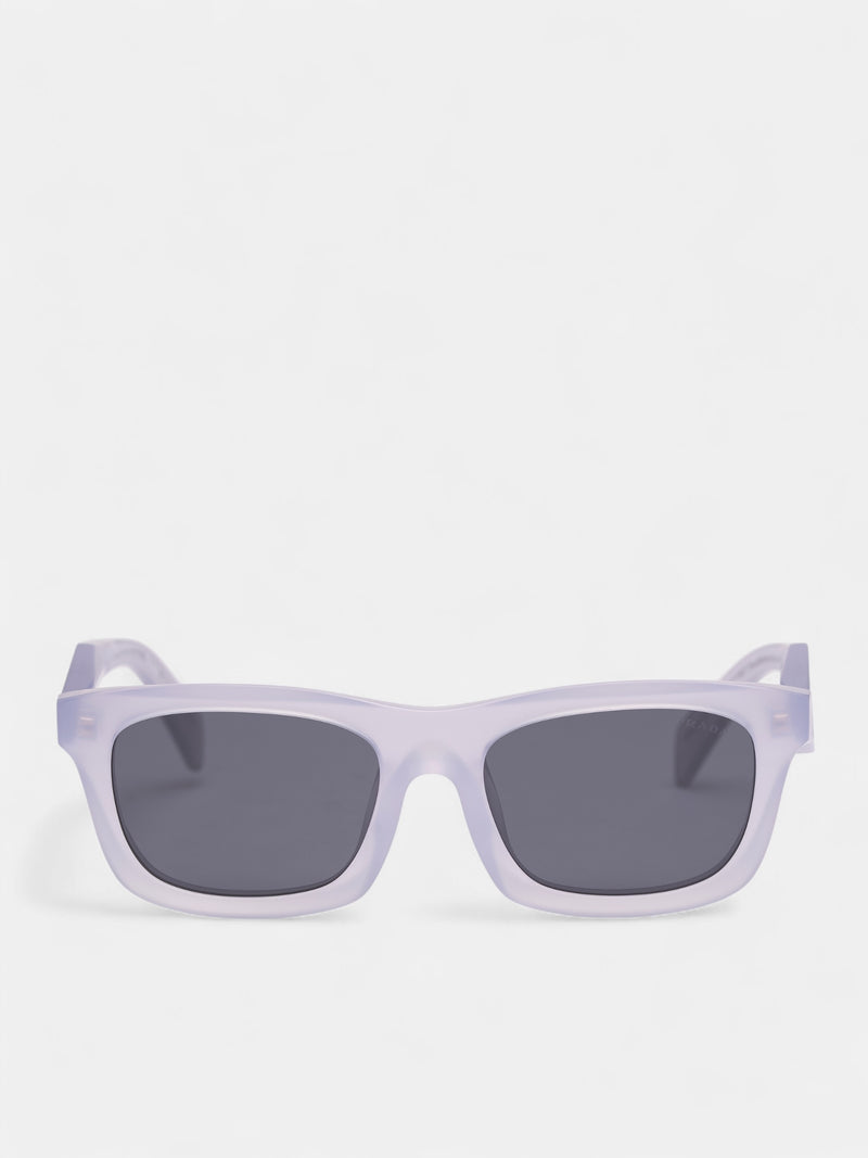 Gray Translucent C06SF Rectangular Sunglasses (0PR-C06SF-FROSTED-ICE-DARK-GRE)