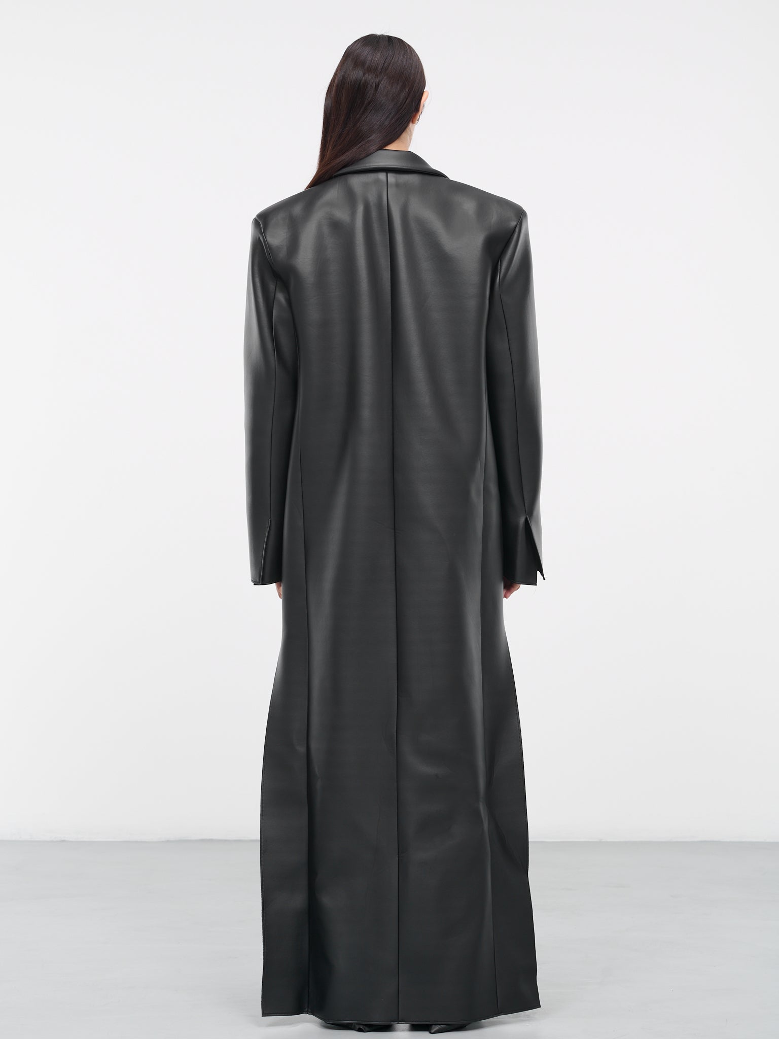 Faux-Leather Tailored Coat (10002A-VXE033-001-BLACK)