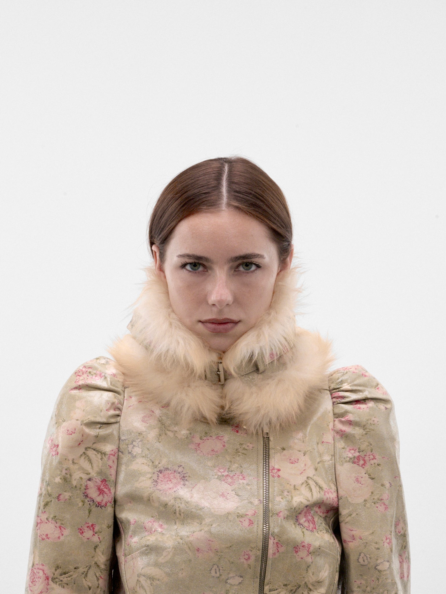 Wallpaper Floral Printed Shearling Collar (VICO0WAFL-WALLPAPER-FLORAL)