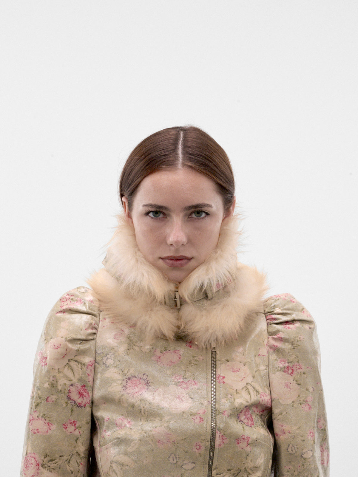 Wallpaper Floral Printed Shearling Collar (VICO0WAFL-WALLPAPER-FLORAL)