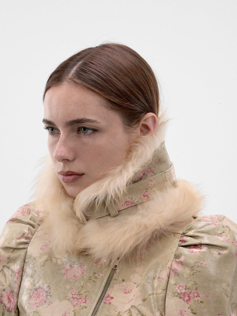 Wallpaper Floral Printed Shearling Collar (VICO0WAFL-WALLPAPER-FLORAL)