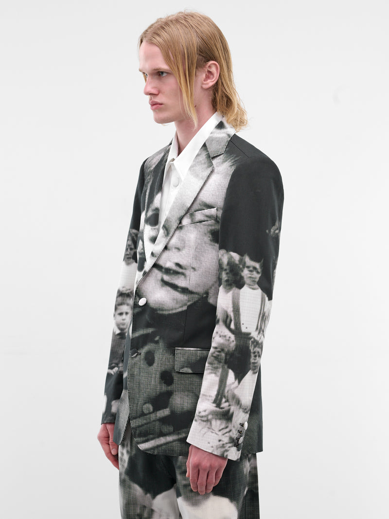 Sharp Tailored Glitch Graphic Blazer (1005-CC20-BLACK-WHITE)
