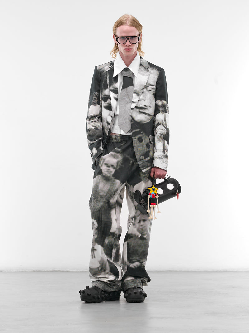 Glitch Print Basic Pants (2014-CC21-BLACK-WHITE)