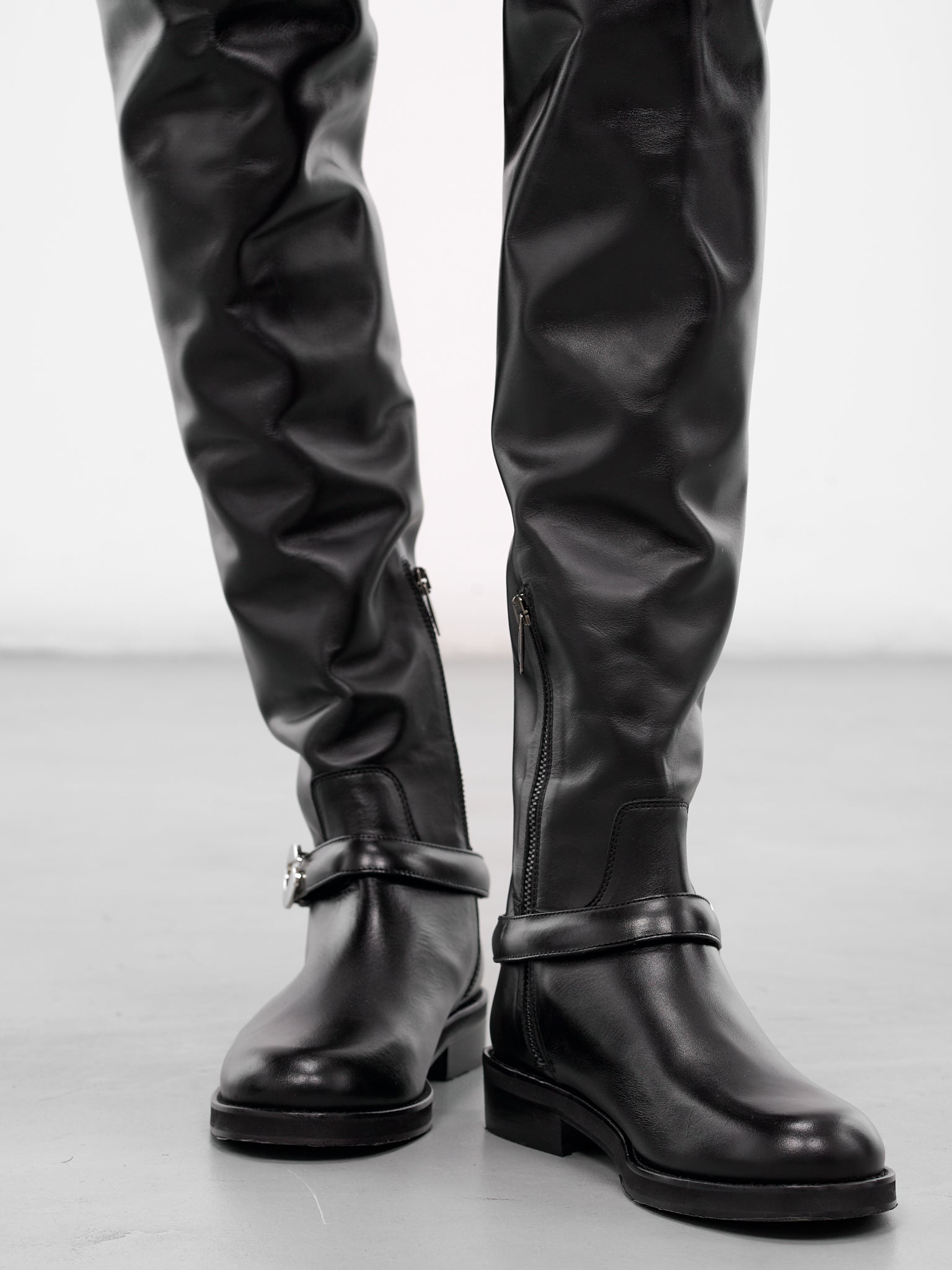 Black Leather High Cavalier Boots (COPSH93F6072-BLACK)