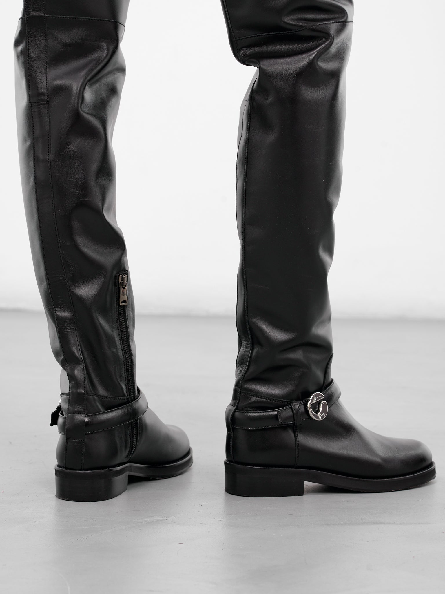Black Leather High Cavalier Boots (COPSH93F6072-BLACK)