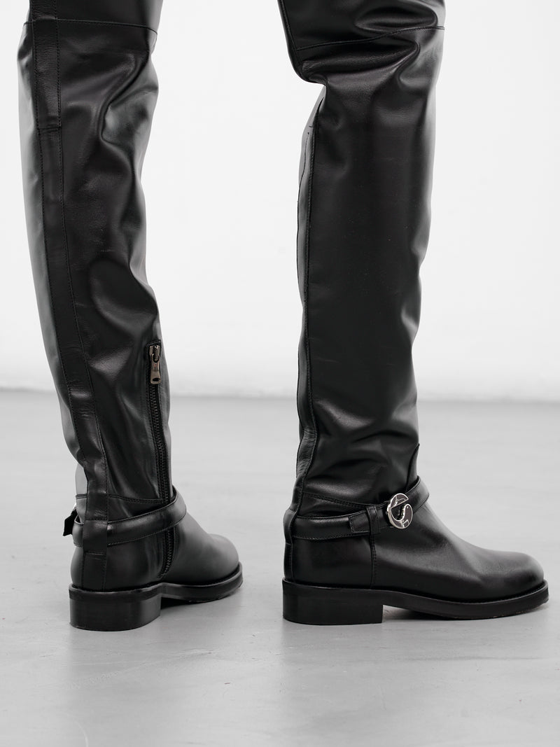 Black Leather High Cavalier Boots (COPSH93F6072-BLACK)