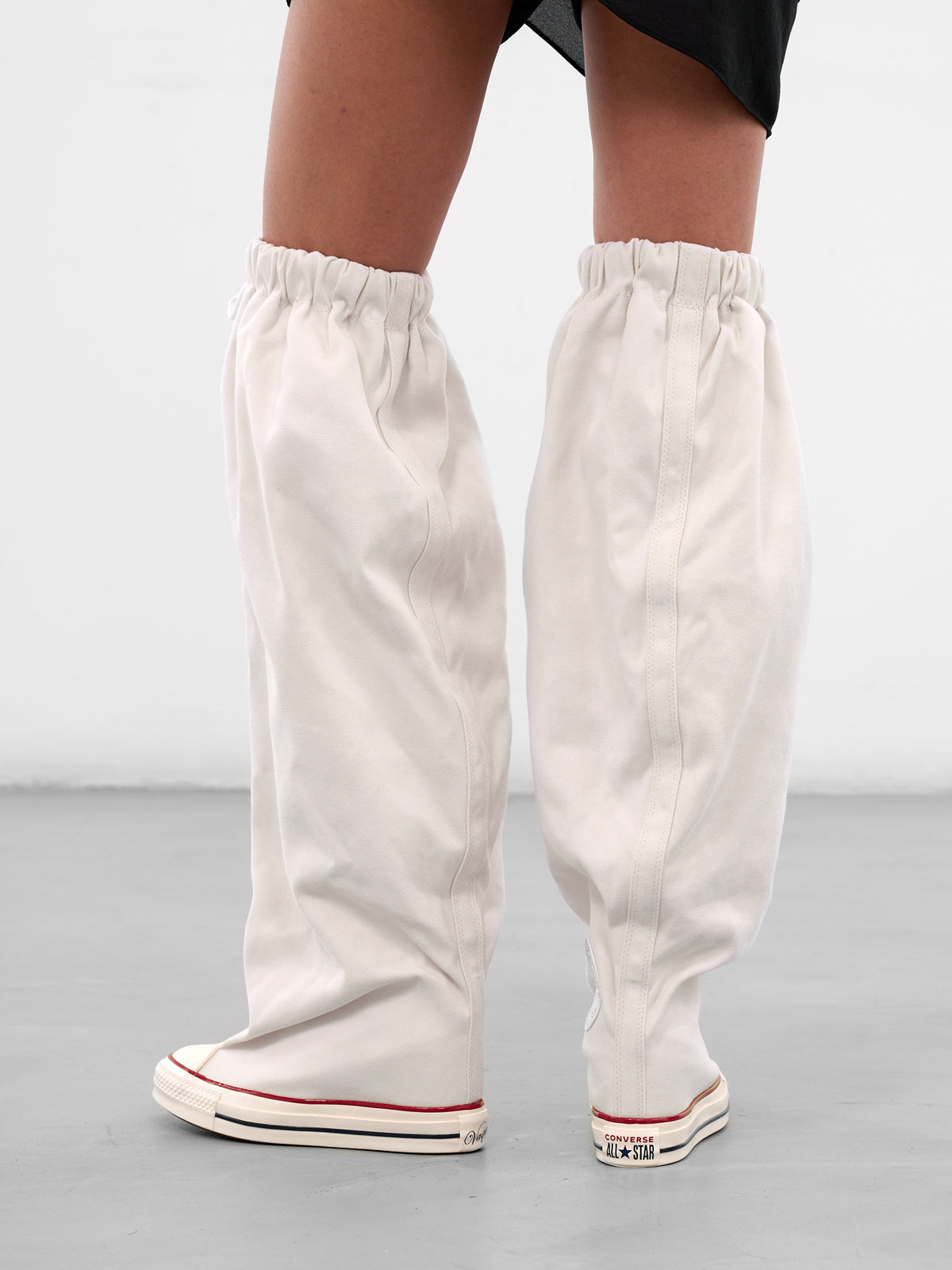 Waxed Canvas Slouch Wedge Sneakers (VAQ10SH52-WHITE)