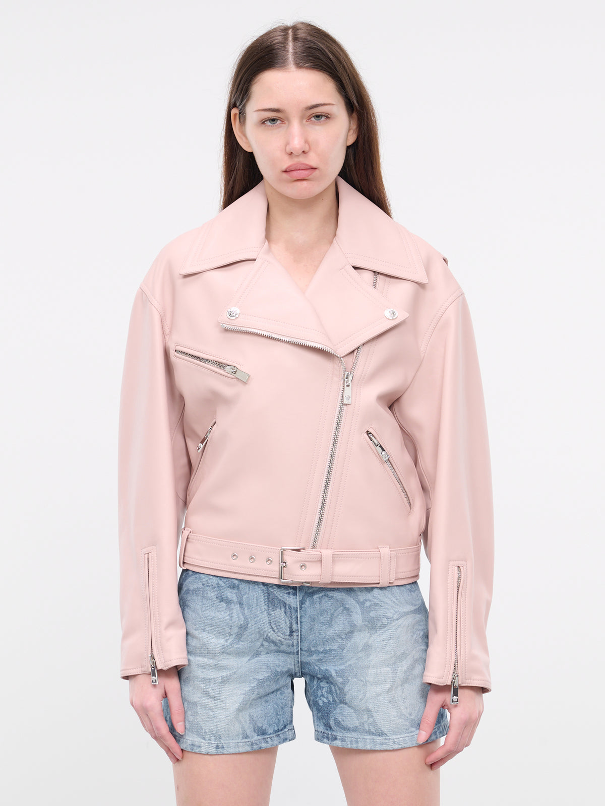 Leather Biker Jacket (1010545-1PR50-POWDER-PINK)