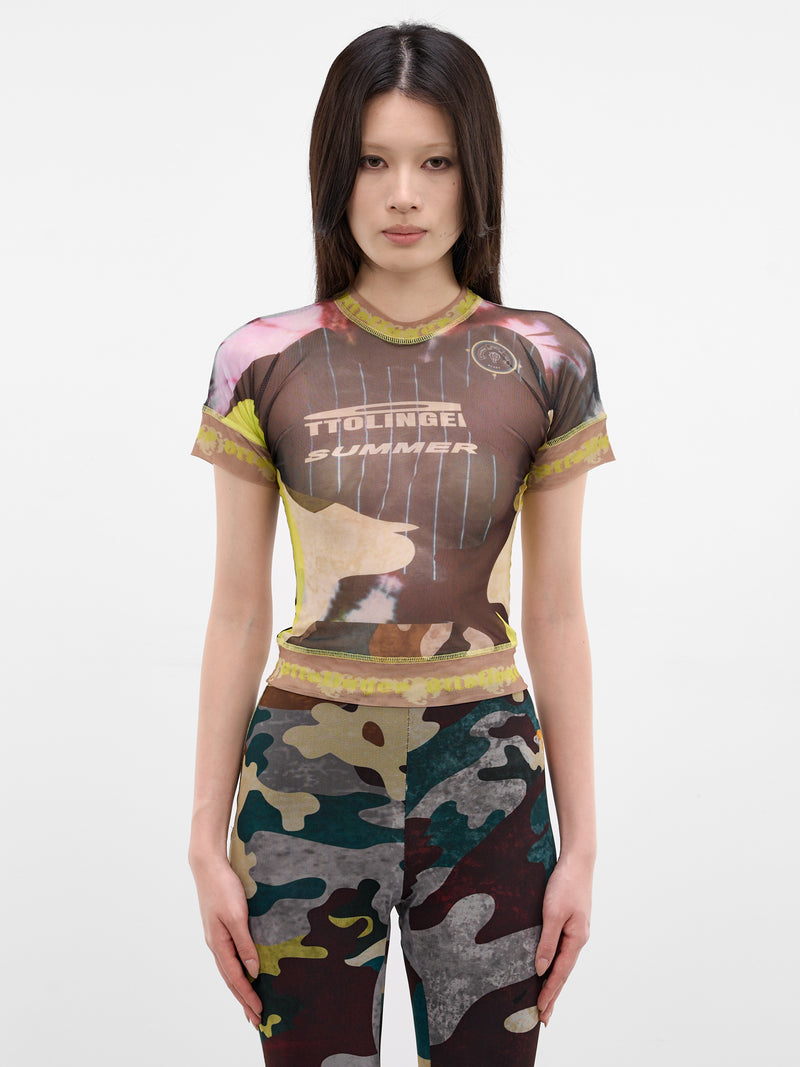 Mesh Abstract Print Logo Tee (10110040106-PRINT)