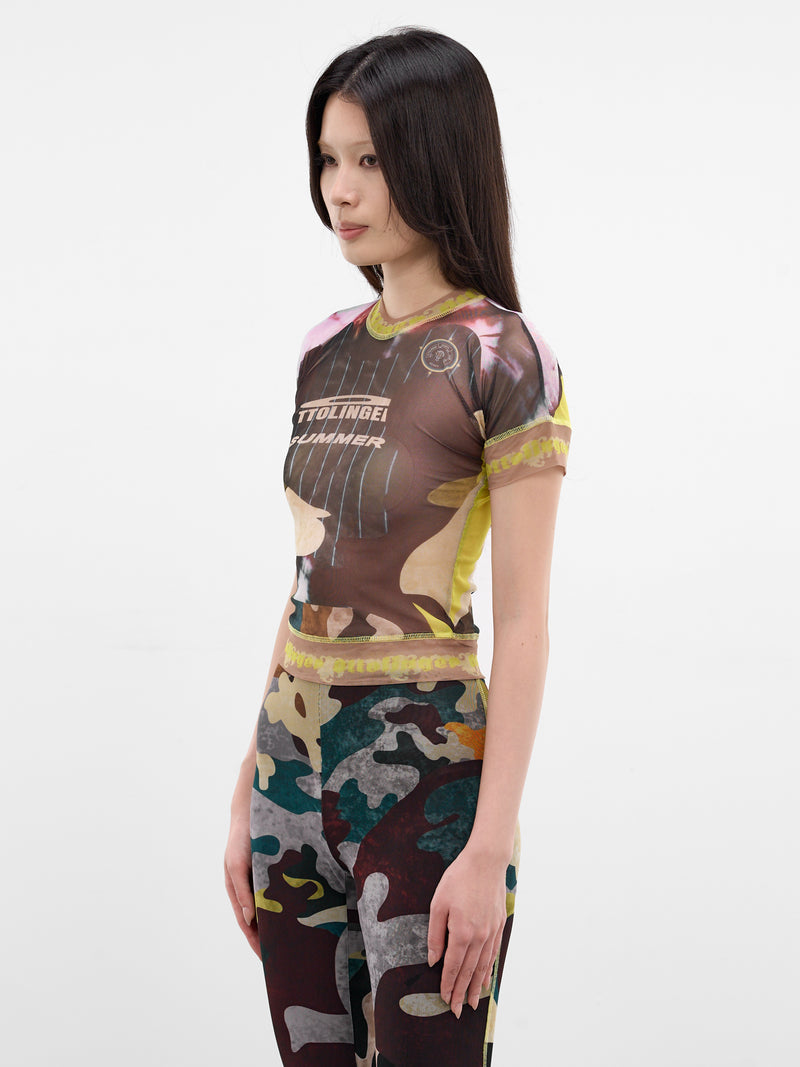 Mesh Abstract Print Logo Tee (10110040106-PRINT)