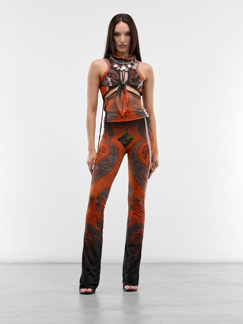 Orange Knit Mesh Pants (10120050108-PRINT-ORANGE)