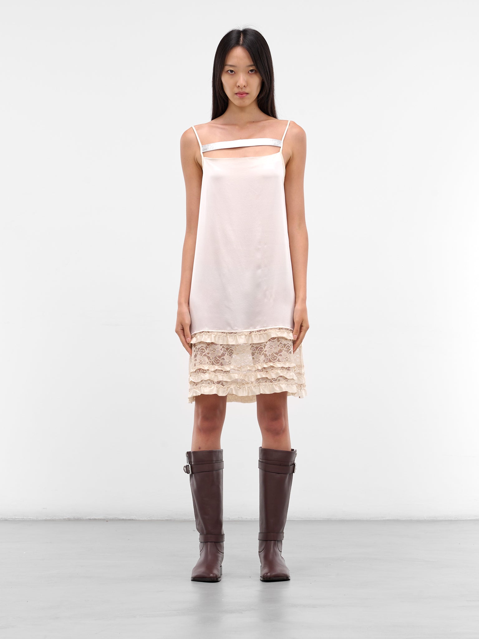 Silk Boudoir Slip Mini Dress (NP08-D005-SISA-RFLA-CREAM)