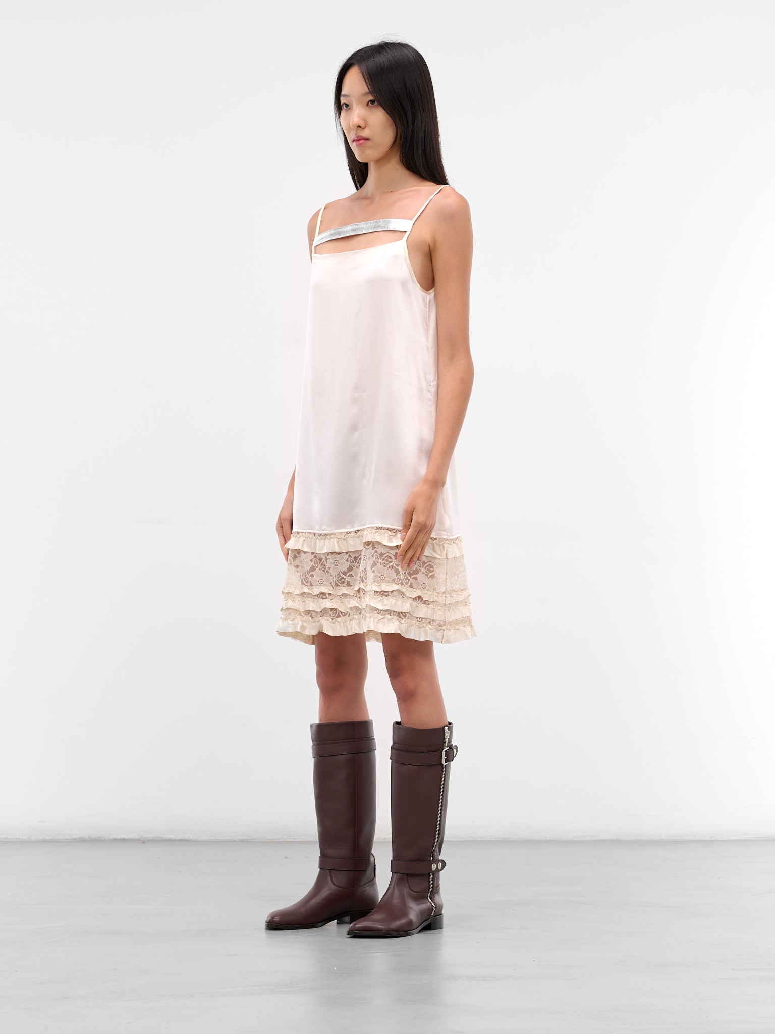 Silk Boudoir Slip Mini Dress (NP08-D005-SISA-RFLA-CREAM)