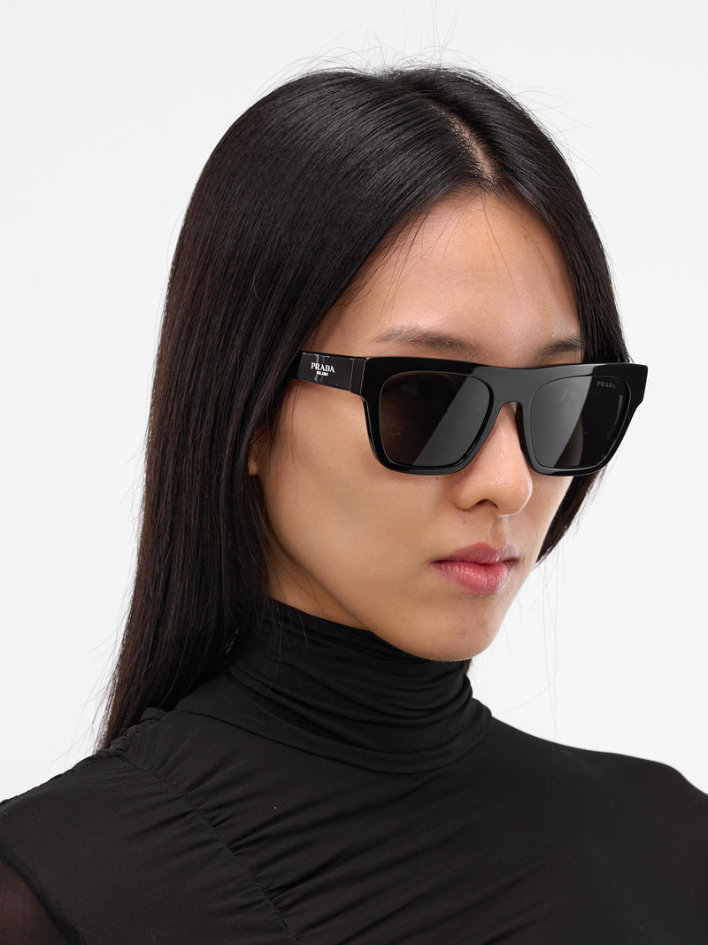 Black Matte C03S Square Sunglasses (0PR-C03S-BLACK-DARK-GREY)