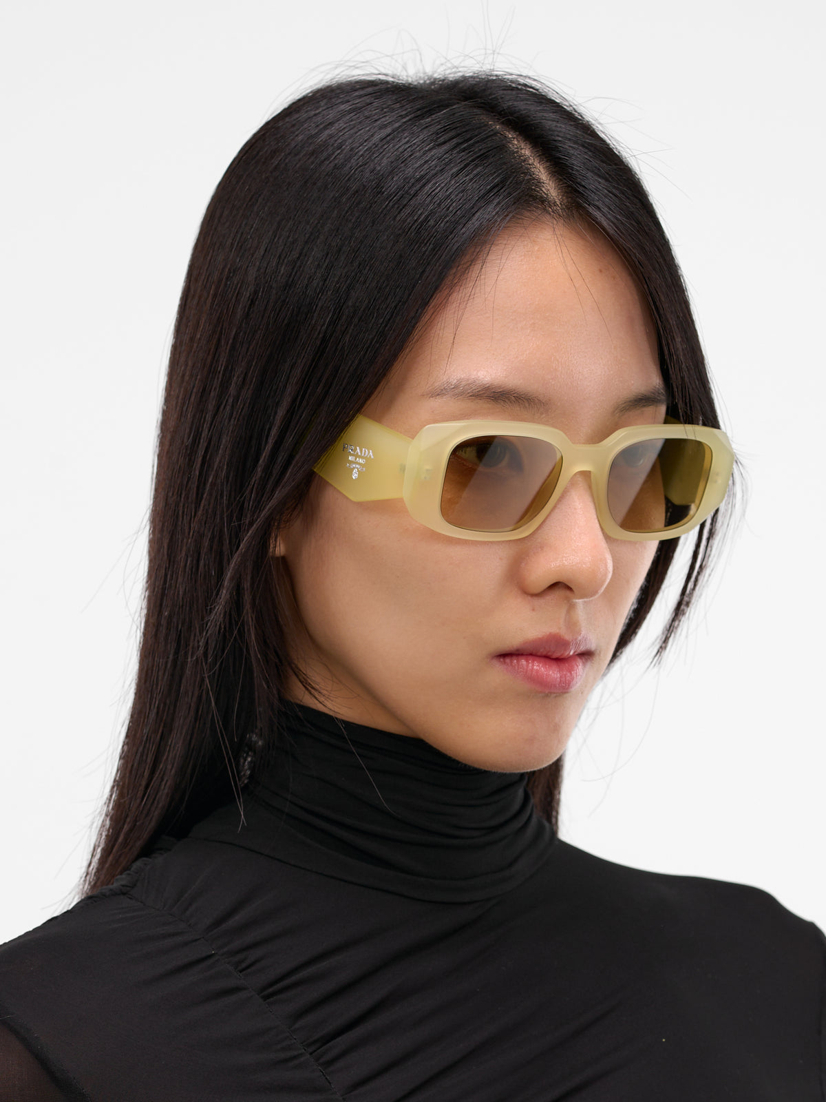White 17WS Rectangle Sunglasses (0PR-17WS-VANILLA-YELLOW)