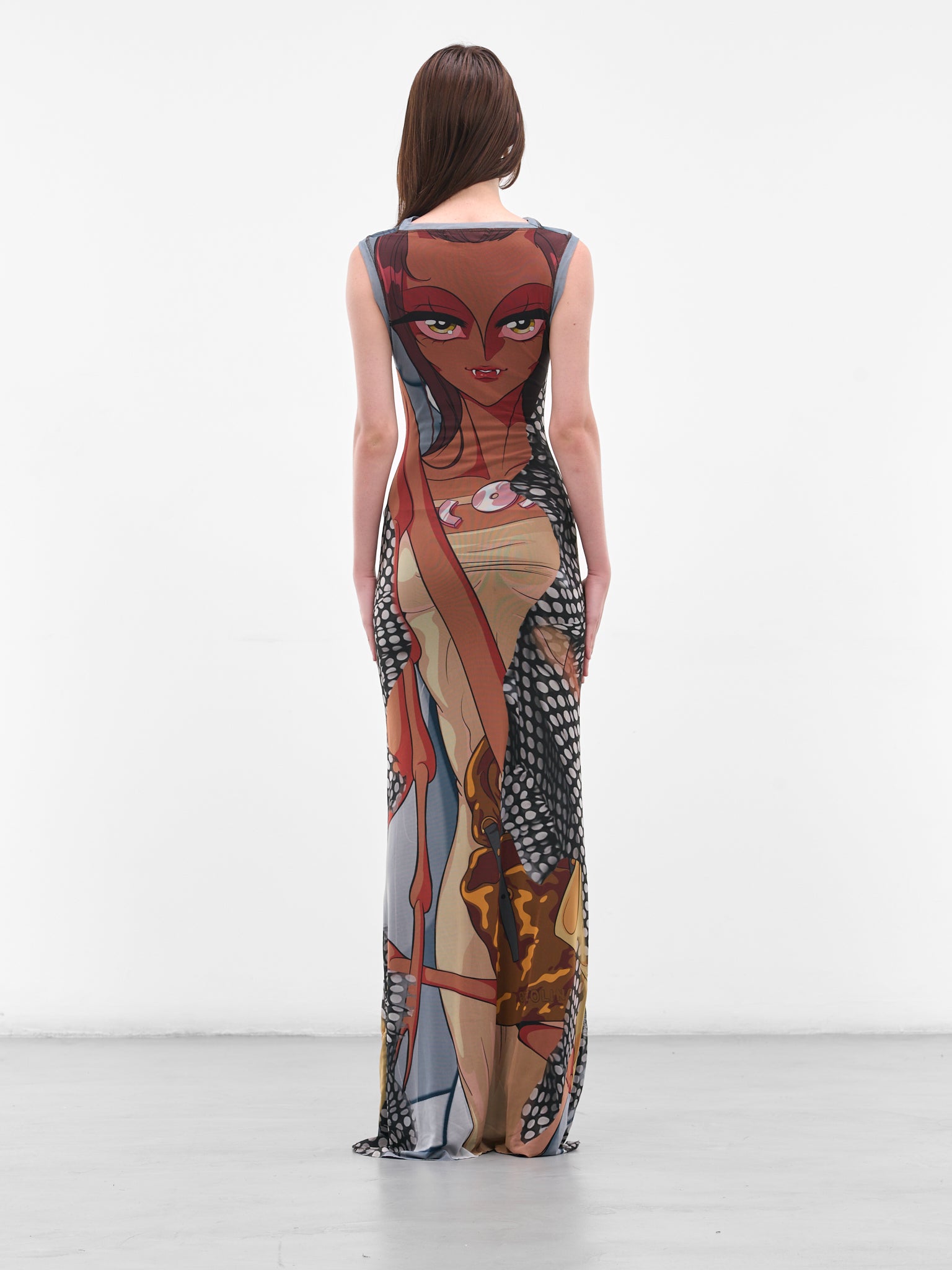 Anime Graphic Print Maxi Dress (10150030104-PRINT-GREY)