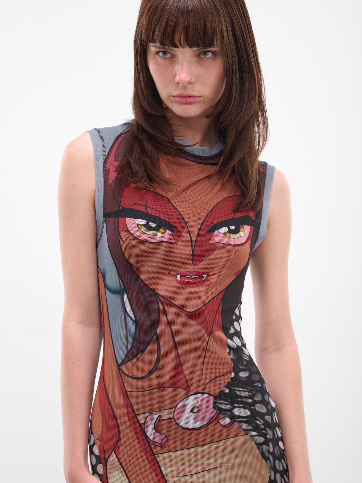Anime Graphic Print Maxi Dress (10150030104-PRINT-GREY)