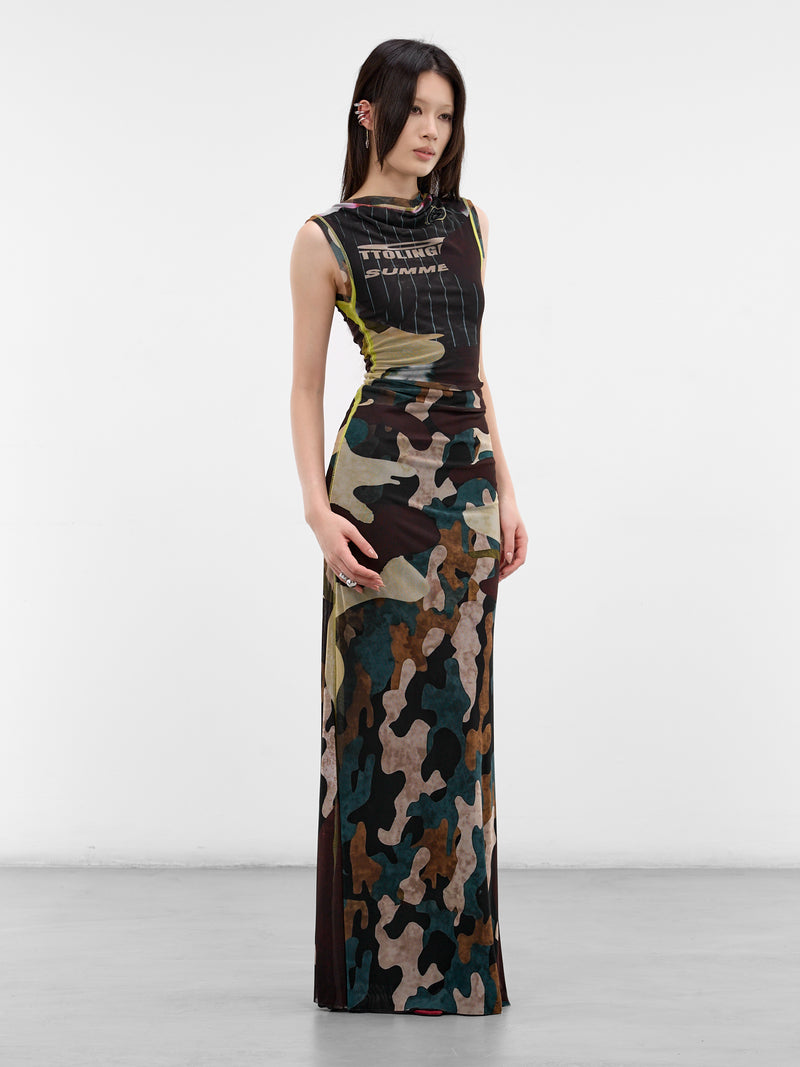Camouflage Abstract Print Maxi Gown (10150030105-PRINT)