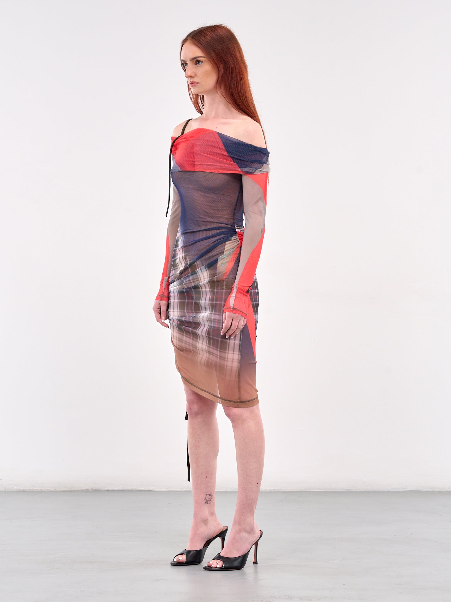 Draped Mesh Mini Dress (10150150101-BLUE)