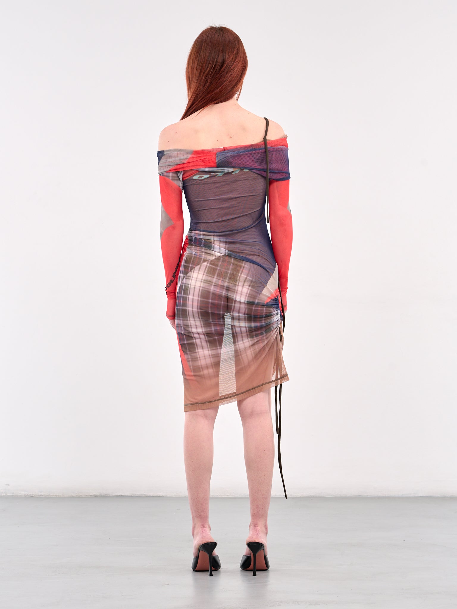 Draped Mesh Mini Dress (10150150101-BLUE)