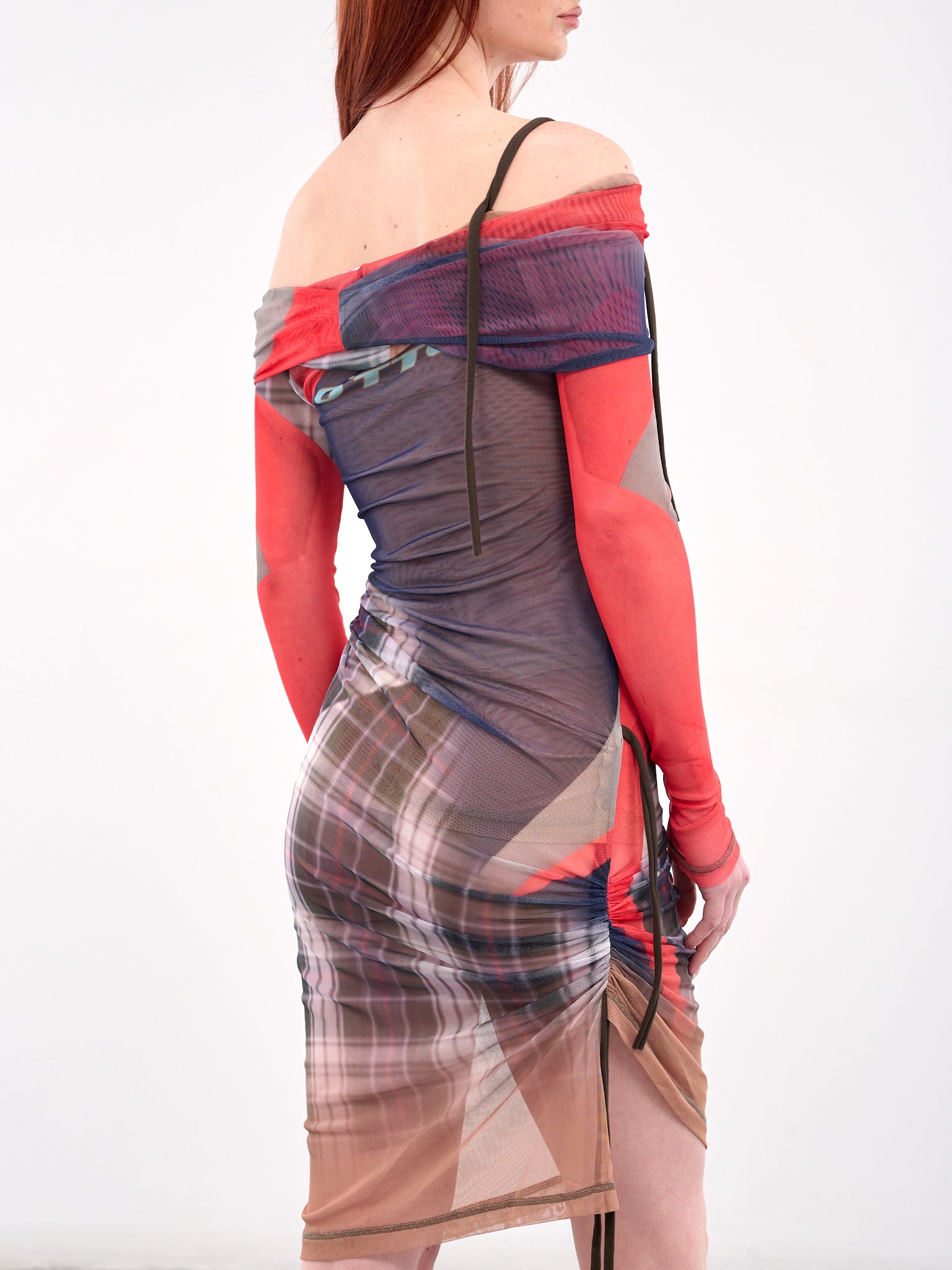 Draped Mesh Mini Dress (10150150101-BLUE)