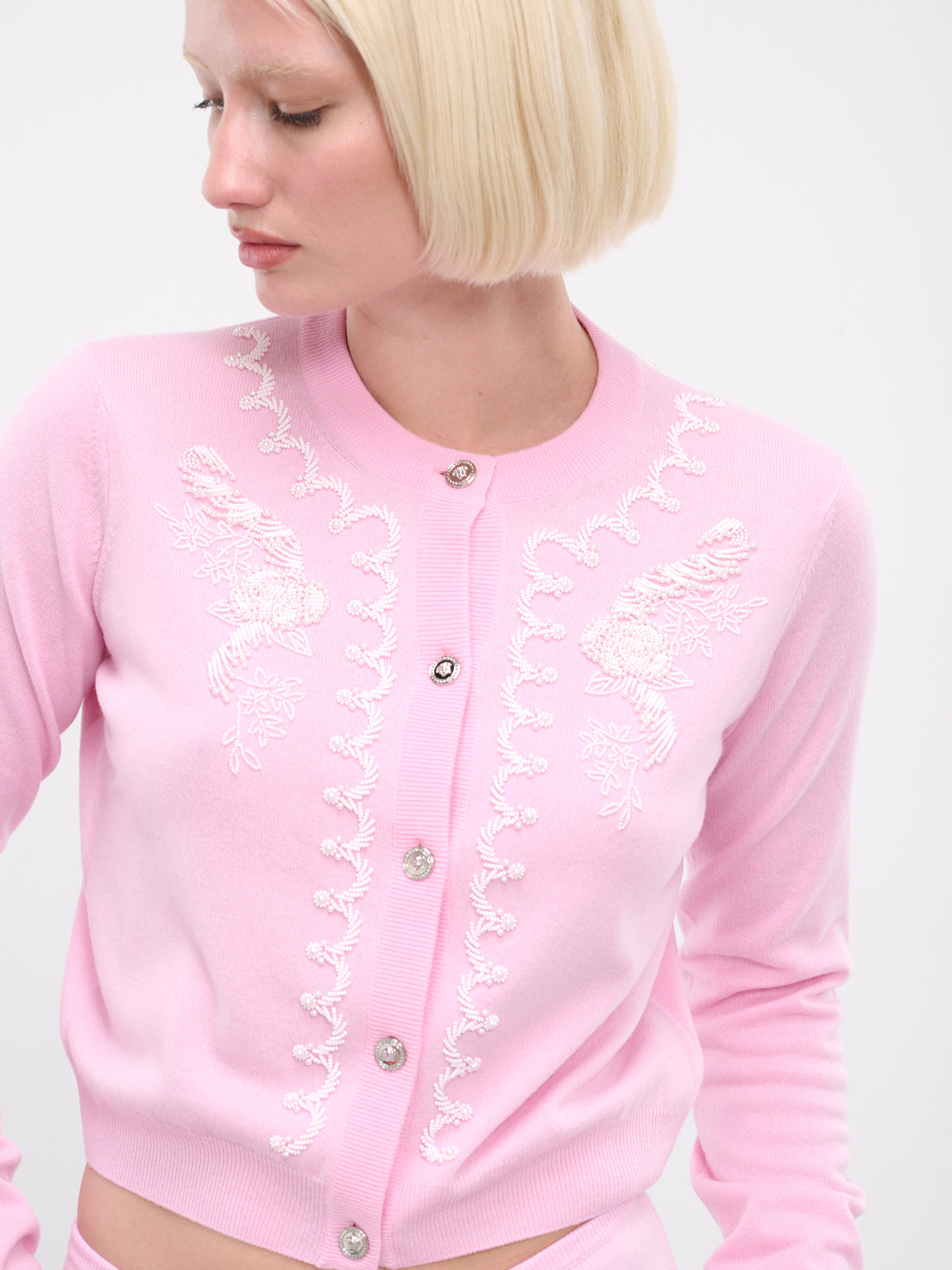 Embroidered Cashmere Knit Cardigan (1015338-1A10428-PASTEL-PINK)