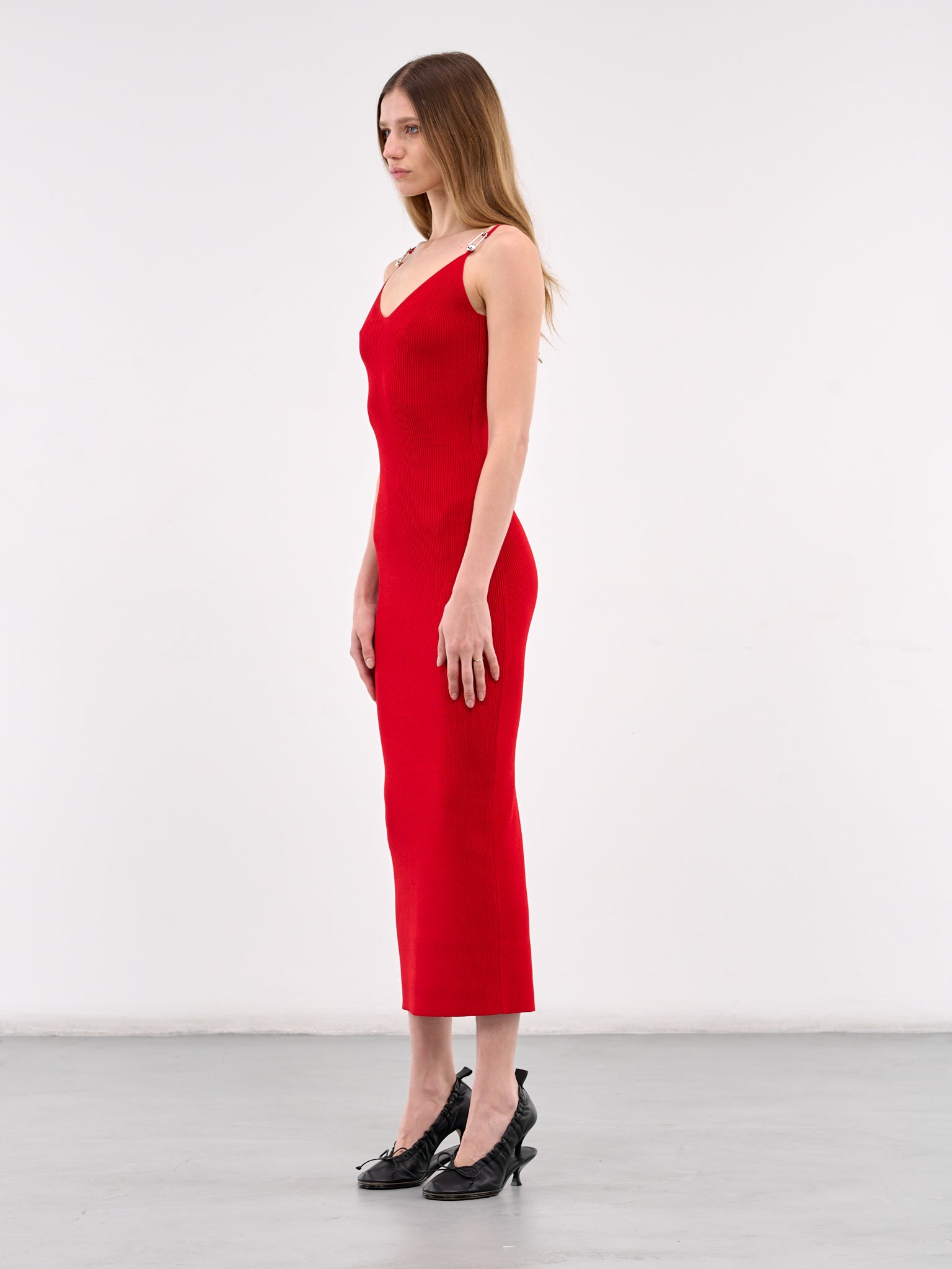 Safety Pin Knit Midi Dress (1018586-1A12699-LIPSTICK-RED)