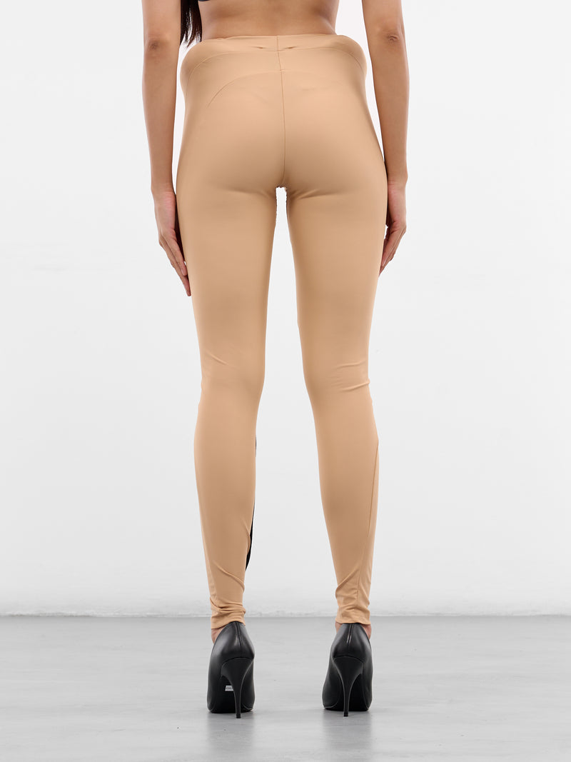 Beige Hip Padding Nylon  Leggings (10220340402-BEIGE)
