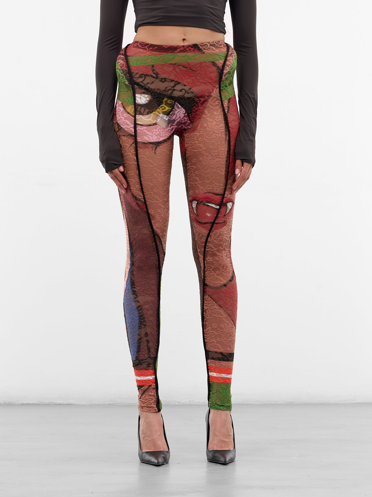 Patchwork Lace Graphic Leggings (10220340403-PRINT)