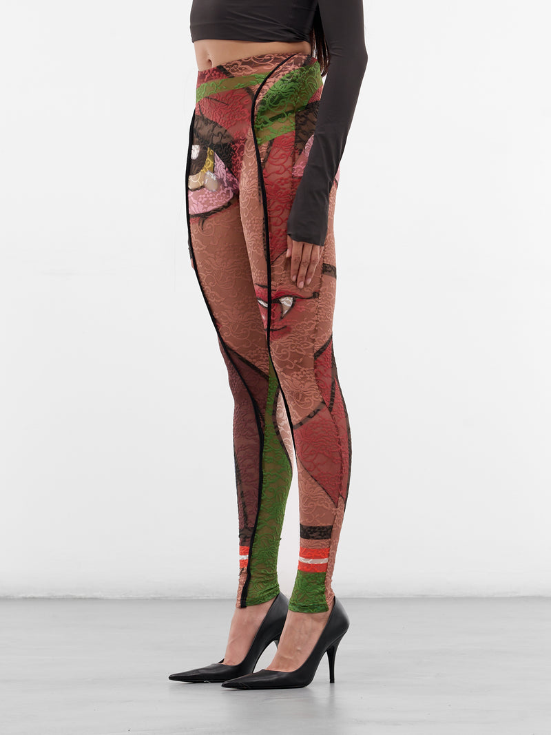 Patchwork Lace Graphic Leggings (10220340403-PRINT)