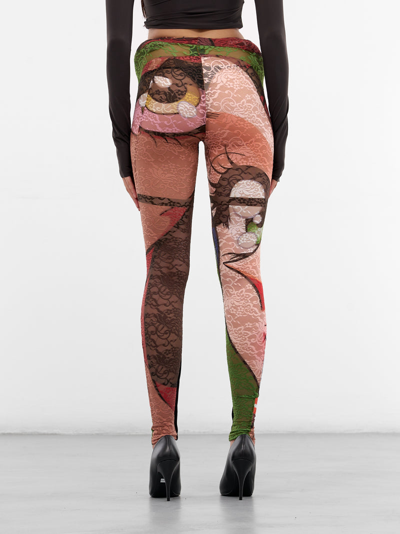 Patchwork Lace Graphic Leggings (10220340403-PRINT)