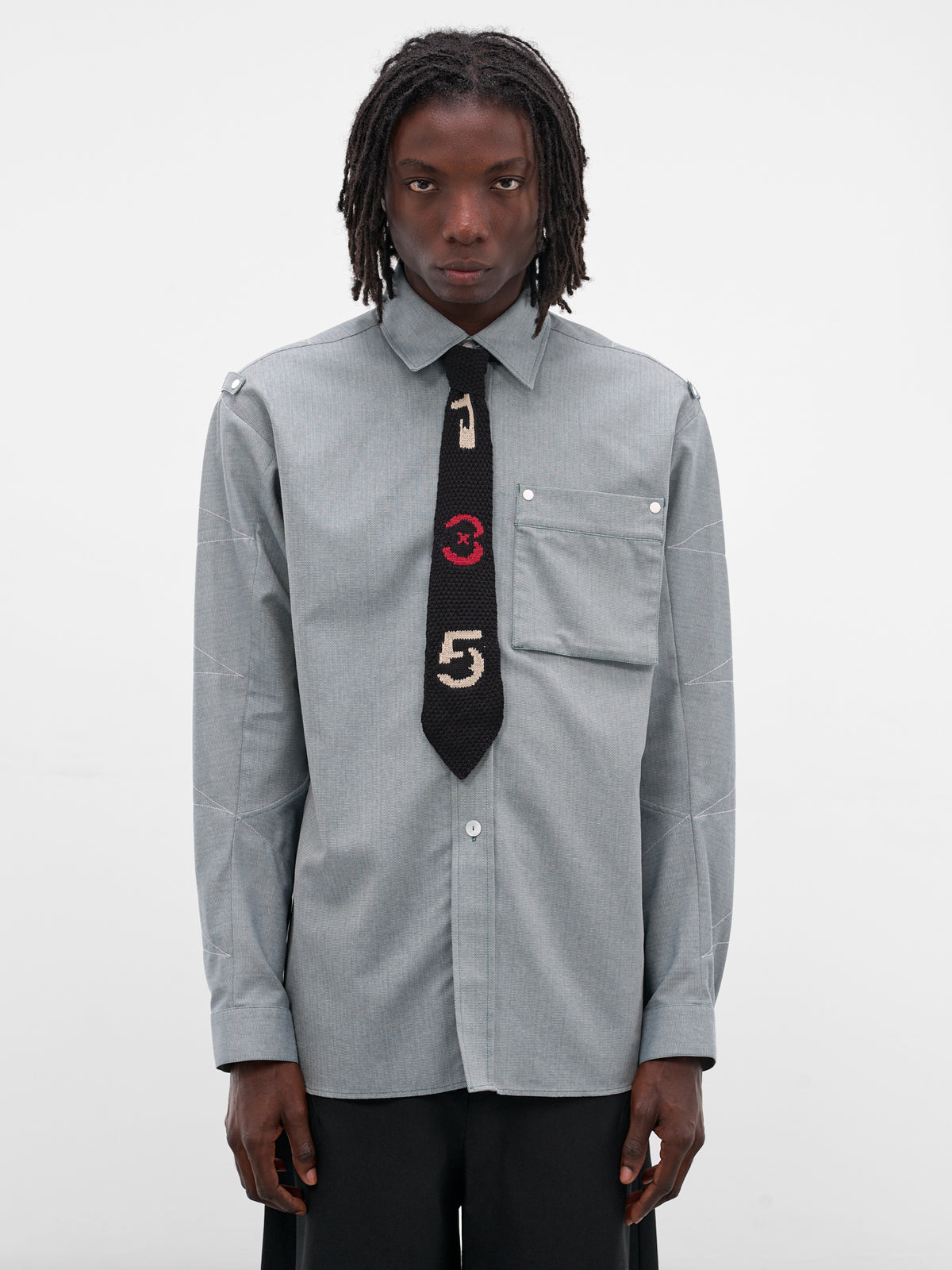 Numero Black Cotton Knit Necktie (N3-AW25-N3-AC-03-EB-EUPHORIC-B)