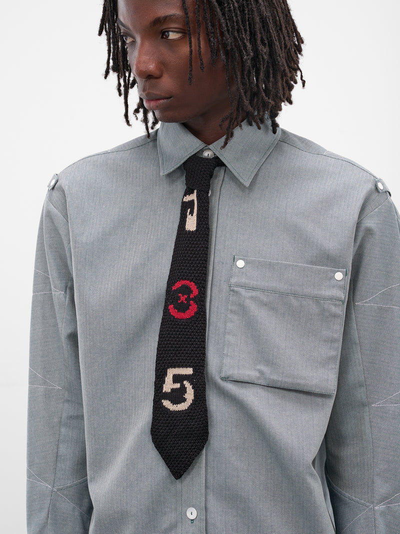 Numero Black Cotton Knit Necktie (N3-AW25-N3-AC-03-EB-EUPHORIC-B)