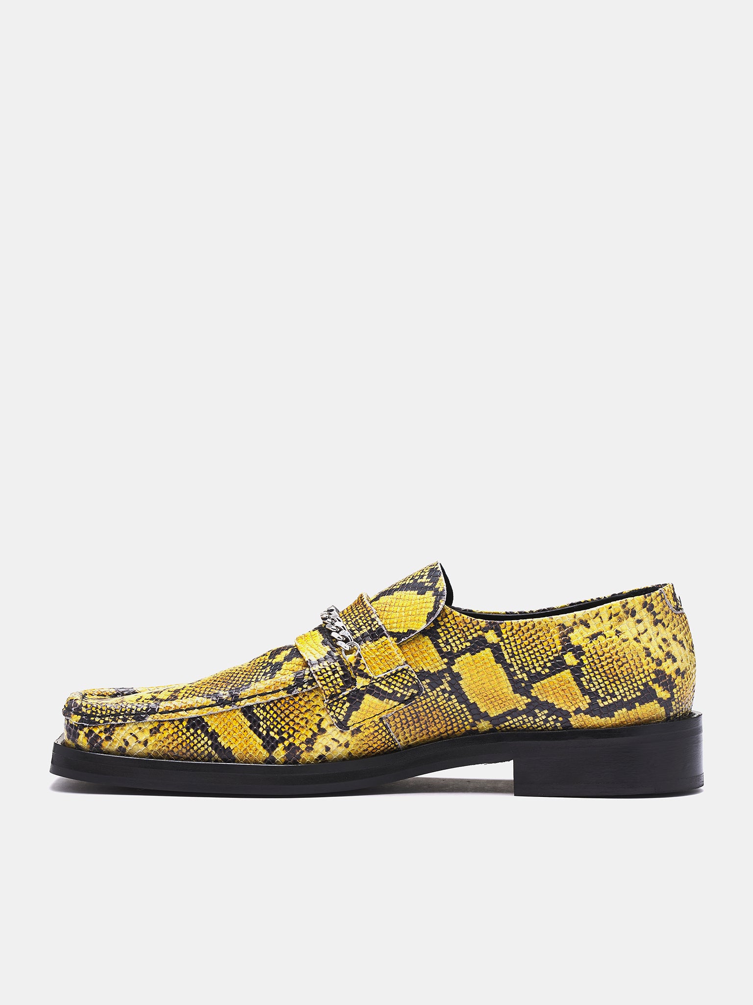 Snakeskin Square Toe Loafers (1026LE02309M-YELLOW-BLACK)