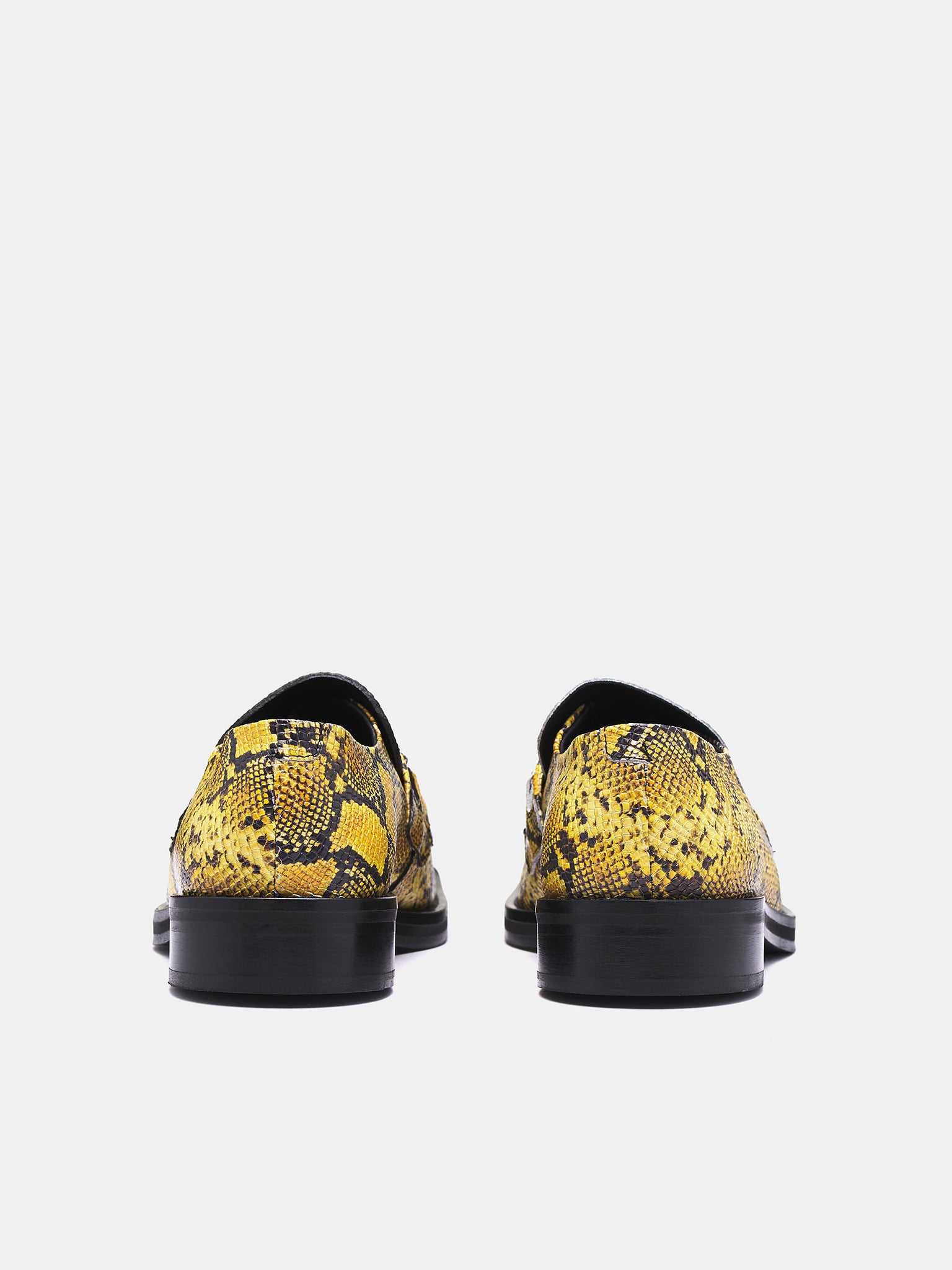 Snakeskin Square Toe Loafers (1026LE02309M-YELLOW-BLACK)