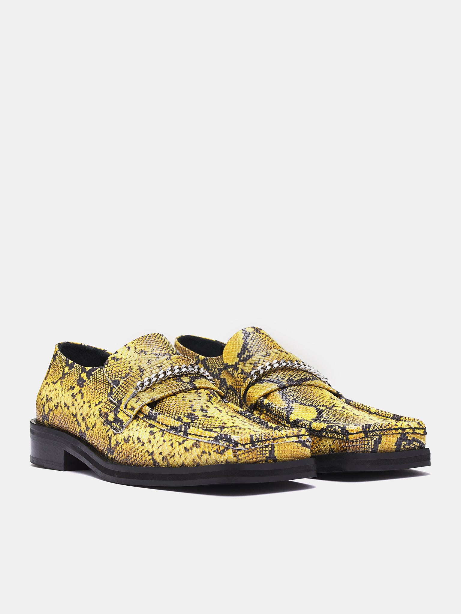 Snakeskin Square Toe Loafers (1026LE02309M-YELLOW-BLACK)